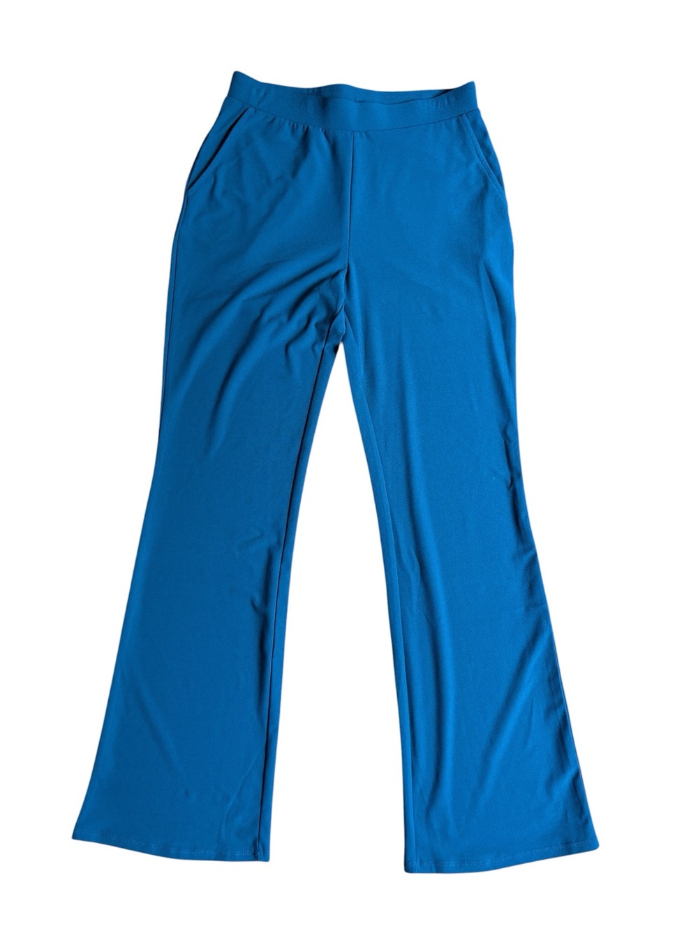 Wynne Layers Womens Pants Teal Blue Crepe Stretch Pull On Flare Sz. S